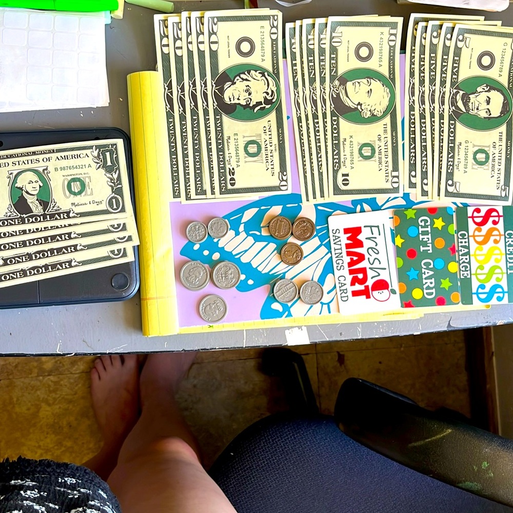 Kids Money and Cards Set for Cash Register 41pcs